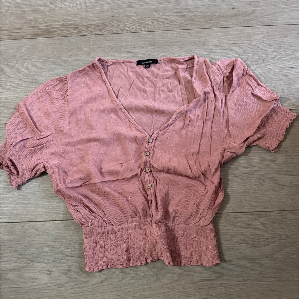 Ambiance Dusty Pink Button-Up Blouse